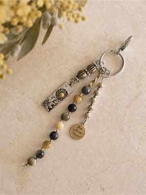 Golden Blue Tiger Eye Mala Keychain | Bag Charm | Mala Accessories